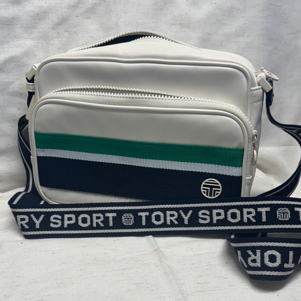 Tory Sport Men's White and Green Messenger Bag